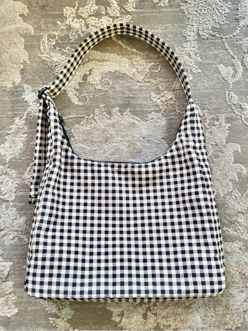 BAGGU Nylon Shoulder Bag - Black & White Gingham